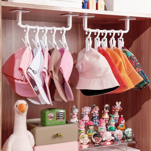 Adhesive Hat Rack for Baseball Caps, Wall Hat Hooks Organizer, No Drilling Strong Holder for Closet, Office (Grey, 1