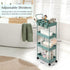 4 danpinera Slim Storage Cart on Wheels, Tier Narrow Laundry Cart with Hooks Hanging Cups Dividers Mobile Rolling Lash