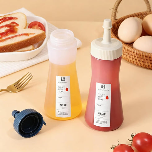 3 350ML/11.8OZ Pcs Condiment Squeeze Bottle Ketchup Salad Honey Mustard Dressing Plastic Sauce Bottle (D)