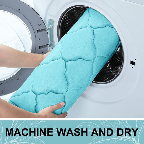 OLANLY Memory Foam Bath Mat Rug 30x20, Ultra Soft Non-Slip Absorbent Bathroom Rug for Shower, Sky Blue