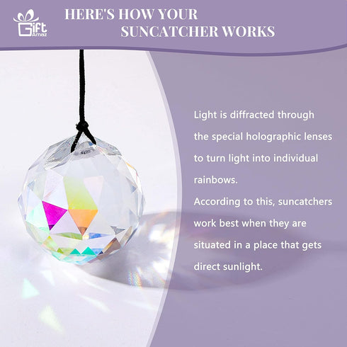 4 GiftAmaz Crystal Suncatcher Wind Chimes with Tuned Tubes, Hanging Prism Rainbow Maker Chandelier Crystal Pendant Wind