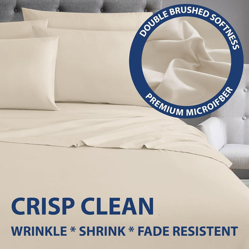 Home Collection Micro Caress Luxurious Sheet Set - 90GSM 4-Piece Cal King Size - Cream Color