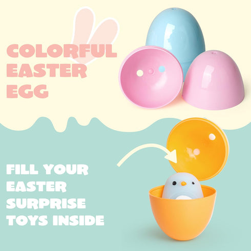 300PCS 2.3" JOYIN Pastel Easter Eggs, Empty Plastic Eggs, Colorful Plastic Eggshell Bulks for Easter Hunt, Filling