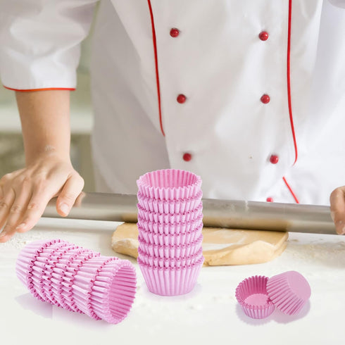 NUOMI 1 Inch Super Mini Cupcake Papers, 1000 Pack Muffin Lining Wrappers, Pink