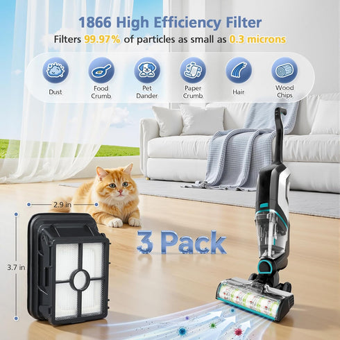 3 Pack 2788 1866 2554 2554A 2590 2593 2596, 35151 3515 35152 3513 3518, 1618641&1608684 Multi-Surface Pet Brush Rolls