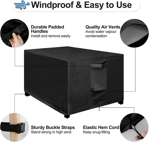 34L 24W 17H Inch, OutdoorLines Outdoor Waterproof Patio Ottoman Covers - Rectangle UV-Proof Patio Side Table Cover