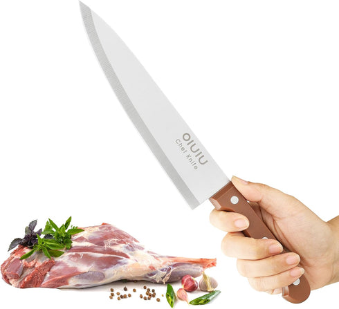 8 inch Chef Knife, Razor Sharp Kitchen Knife with Protective Sheath, Ergonomic Handle, Dishwasher Safe