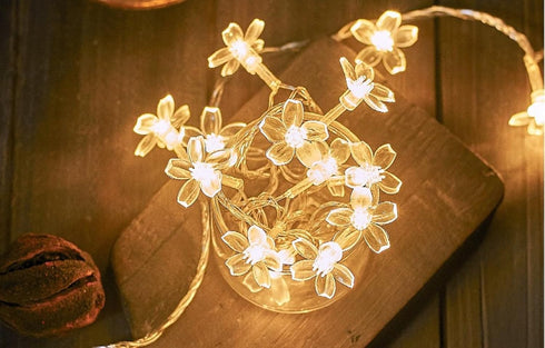 WFGGEH 20ft 40 Flower String Lights, LED USB Powered Cherry Blossom Fairy String Lights for Party Birthday Wedding