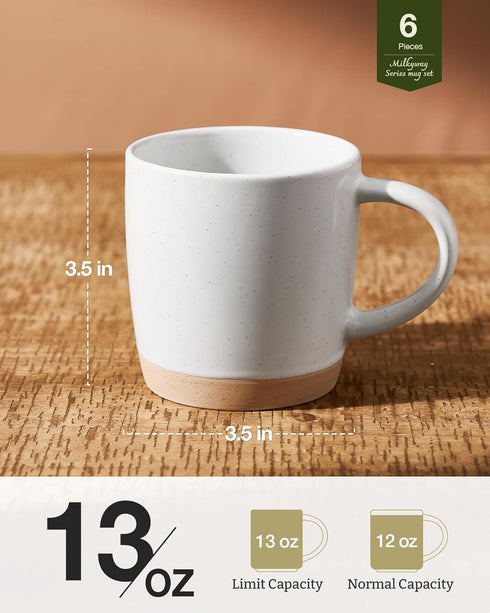 6, 13 oz Set, famiware Coffee Mugs for Mug Dringking Cup with Handle for Coffee, Tea, Cocoa, Milk, Milkyway serise