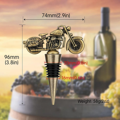 LKKCHER Motorcycle Wine Bottle Stopper, Cute Wine Gifts for Men Women, Father Gifts, Christmas Birthday Gifts for Biker