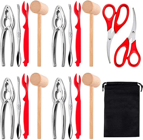 YWHWLX 19-Piece Stainless Steel Crab & Lobster Tool Set - Professional Shellfish Crackers