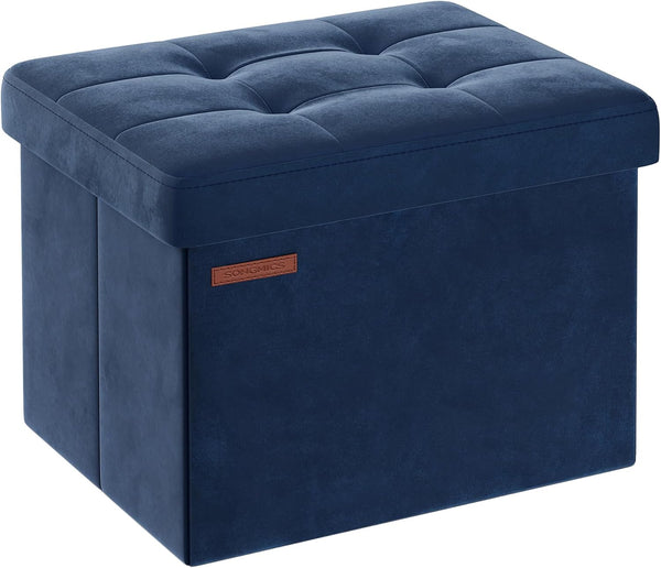 SONGMICS Storage Ottoman, Foldable Small Ottoman Foot Rest, 12.2 x 16.1 Inches