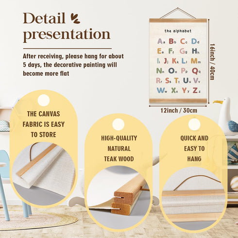 ZTGDA Set 2, (12x16inch ABC&123) Alphabet Numbers Poster of Alphabet Numbers Wall Art, ABC Banner Poster, Banner Wall