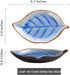 Ice Cracks Leaf Ceramic Spoon Rest for Stove Top, Cute Cooking Spoon Holder for Kitchen Counter 1 PCS (Sapphire)