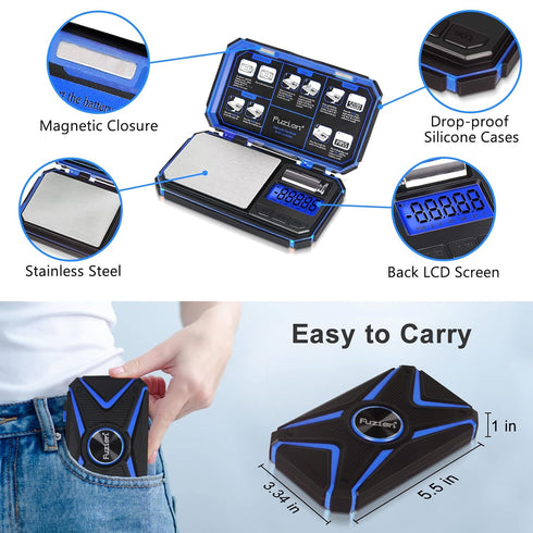 Fuzion TU-X Digital Pocket Scale, 200g/0.01g, 6 Units for Food, Jewelry, Herb, Powder, Small Scale for Hobbies