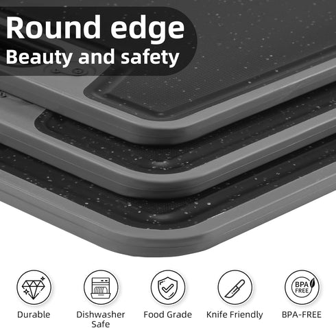 4 Set Piece Plastic Cutting Board for Kitchen Dishwasher Safe,Food Safety, Non-Slip Design, Ideal for Meat