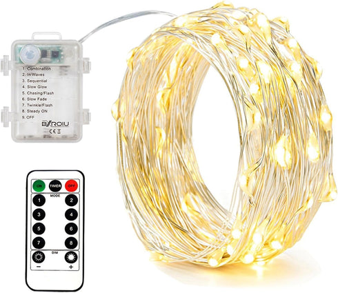 4 Pack 8 5M 50 BXROIU Battery Operated Fairy String Lights, Modes Silver Wire with Remote & Timer - LEDs Waterproof