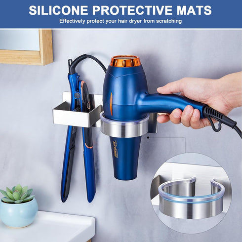 Hair Dryer Holder Wall Mounted, Hair Tool Organizer for Bathroom, Stainless Steel Hanger for Curling Iron