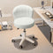 Small Desk Chair Round Rolling Chair with Back PU Leather Height Adjustable