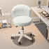 Small Desk Chair Round Rolling Chair with Back PU Leather Height Adjustable