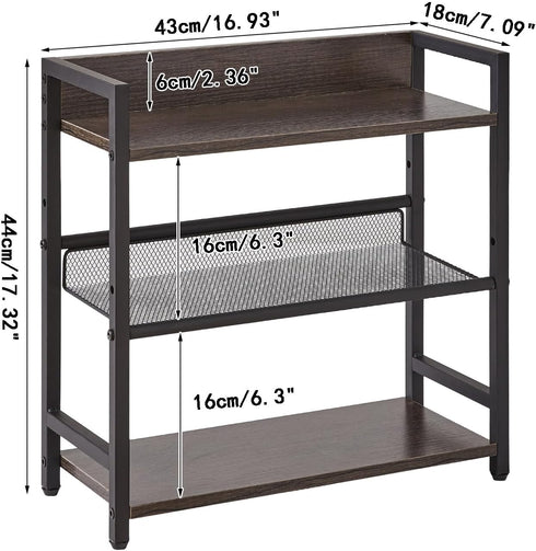 IBUYKE 3-Tier Spice Rack, Industrial Counter Shelf Desktop Storage Organizer for Kitchen, Office, Living Room, Dark Grey
