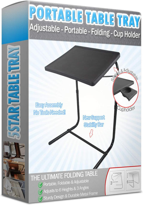 5 STAR SUPER DEALS Portable Foldable TV Tray Table Deluxe - Laptop, Eating, Drawing Tray Table Stand with Adjustable