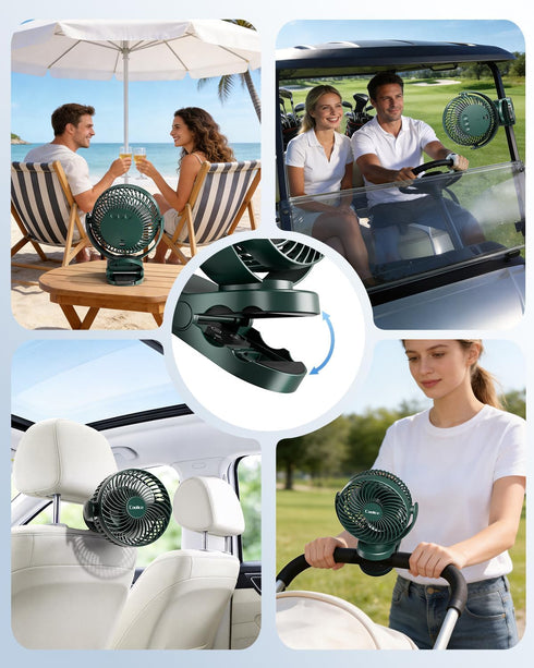 Coolice 12000mAh Camping Fan with Remote Control - Rechargeable Battery Powered Fan, Camping Fans for Tents with LED