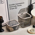 Tomonobu Mini Trash Can with Lid, Removable Small Garbage Can for Countertop, Bathroom, Desktop, Transparent Storage
