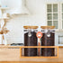 Glass Coffee Storage Container with Bamboo Shelf, 2PCS 49oz Airtight Sealed Jar with Clamp Lid & Spoon