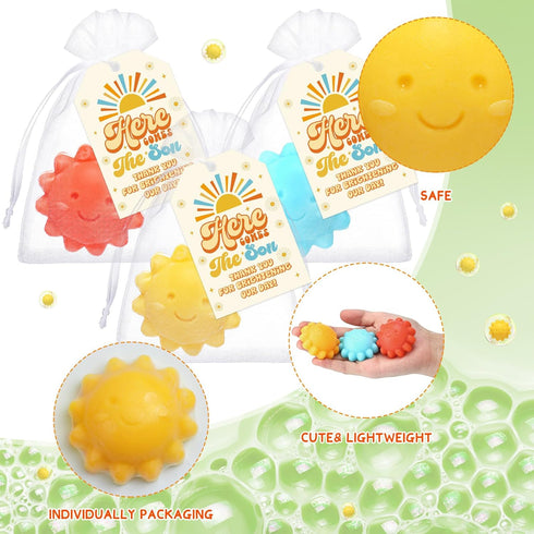 36 Sets Loopeer Sun Soaps for Baby Shower Party Favors Mini Handmade Sunshine Soap Gifts with Thank You Card for Guest