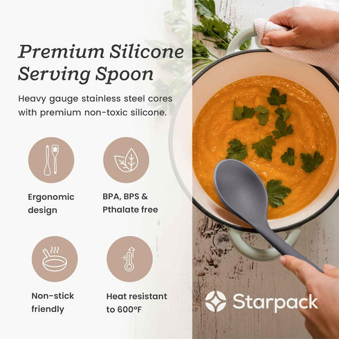 Starpack 'Winning Serve' XL Premium Silicone Serving Spoon (13.5") - Large Silicone Spoon for Cooking High Heat