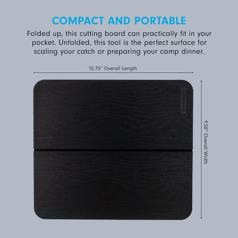 Messermeister Adventure Chef Folding Cutting Board, Black Faux Wood, Durable TPE, Compact & Portable, 10.75 x 9.5”