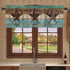 Western Valances Curtain 1 Panel for Kitchen Cafe, Teal Brown Wood Grain, 42"x12", Rod Pocket Window Treatment