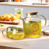 Glass Teapot, Stovetop and Microwave Safe Borosilicate Teapot, 60.8 oz with Natural Bamboo Lid and Removable Filter