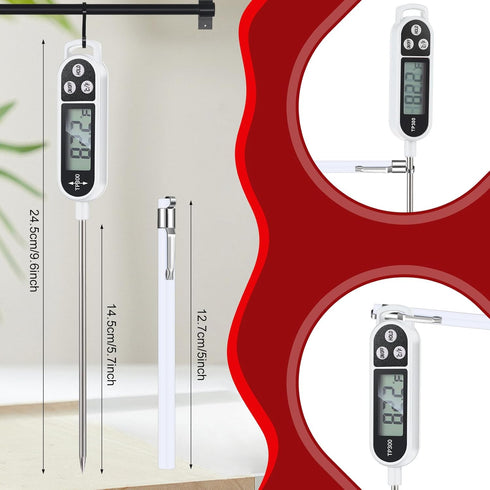 6 Pcs Meat Thermometer Food Thermometer with Probe Water Liquid Instant Read Digital Thermometer Cooking Thermometer Supplies BBQ Kitchen Thermometer for Cooking Milk Yogurt (White)