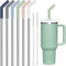 Tomorotec 6PCS Silicone Tip Stainless Steel Straws for 40oz Stanley Tumblers, 12" Long with 2 Cleaning Brushes (Morandi)