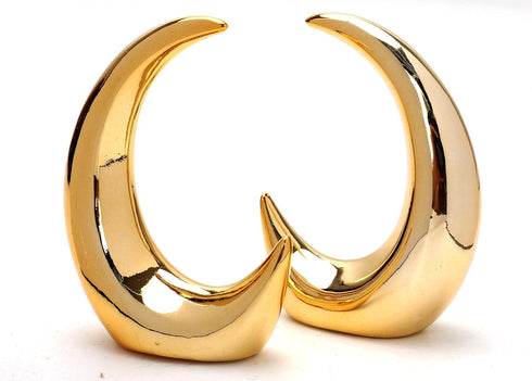 Dawbun 2 Pieces Gold Small Animal Statue Moon Statue Decor Modern Style Ceramic