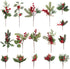 CCINEE Artificial Christmas Red Berry Picks 16 Pack Assorted Pine Berries Branches