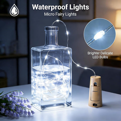 20 8 Pack) VOOKRY Wine Bottle Lights with Cork LED Battery Operated Cork String Lights Mini Copper Wire Bottle Lights