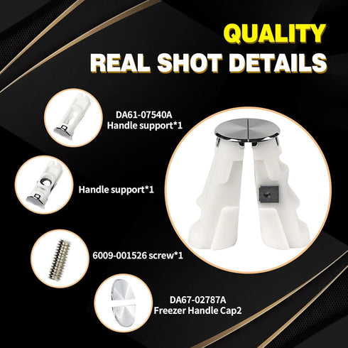 DA61-07540A DA61-08247A Freezer Door Handle Support Kit Refrigerator Replacement Handles Compatible with Samsung AP5578979 PS4145181 DA67-02787A 3160453 6009-001526, White by HenSinTc
