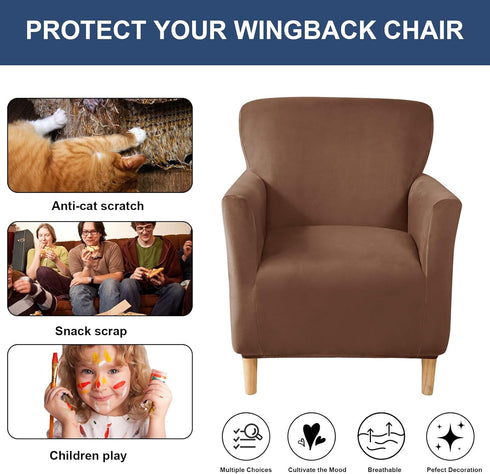 1-Piece HAOYONG Banquet Armchair Slipcover Stretch Velvet Chair Covers Armchair Sofa Covers Soft Arm Chair Cover