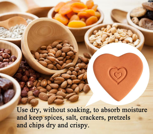 GABROC 4 Heart Brown Sugar Keeper Terracotta Sugar Saver Softener Disk Terra Cotta Keeper Disc