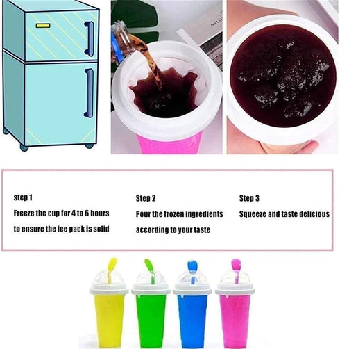 Slushie Maker Cup - Magic Quick Frozen Smoothies Cup, Double Layer Squeeze Cup for Homemade Ice Cream