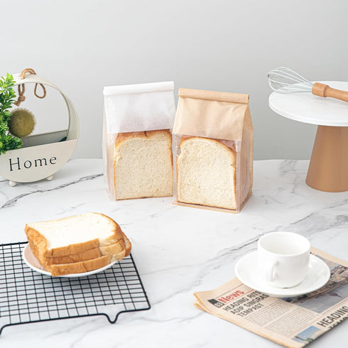 Roppolo 50 Pcs 5.1 Inch Bread Bags with Tin Tie, Small Loaf Bags Made of Brown Cotton Paper for Bakery