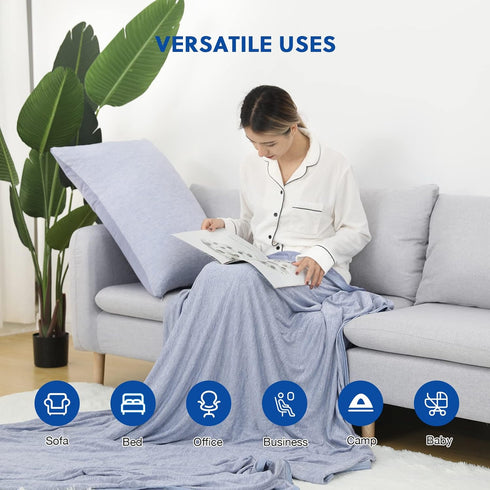 HOMFINE Cooling Blankets for Hot Sleepers - Lightweight Soft Double Side Blanket for Bed Couch Sofa (Blue, 50 x 70