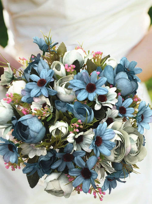 CATTREE Artificial Peony Bud Mixed Flowers, 4pcs Silk Fake Flowers Bouquet for Home Garden Office Decor
