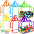 OPELETNNT 6 Colors Widen X-Large Toy Storage Bags 12.69.256.9In with Labels, Reusable Clear