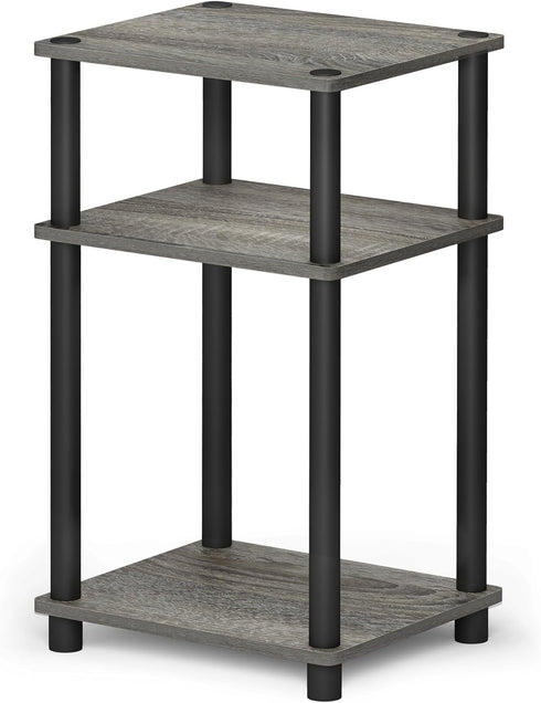 3-Tier Furinno JUST Side Table, End Table, Open Shelves Night Stand, Bedside Table, Toolless Assembly, for Living Room