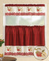 All American Collection Modern Contemporary 3pc Kitchen Window Treatment Curtain Set, Red Apples