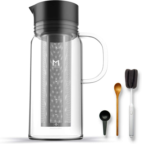 MAVO Cold Brew Coffee Maker, 34oz/1000ml Ice Coffee Maker, 100% Airtight, Removable Stainless Steel Filter for Iced